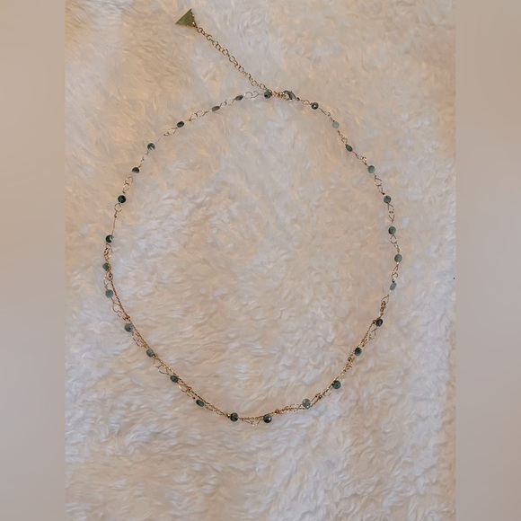 Anthropologie Jewelry - NWOT Anthropologie Serefina Delicate Layered Necklace, Gold with Green beads